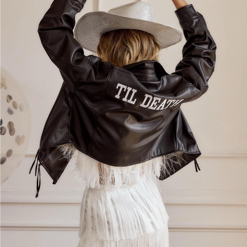 12th Tribe til death Black Leather Jacket Edgy Biker Style